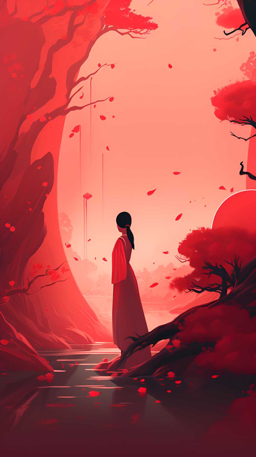 红色唯美背景意境