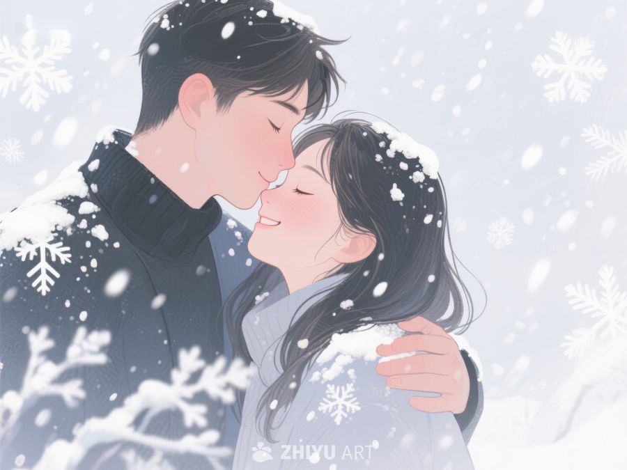 雪中情侣温馨相拥 911
