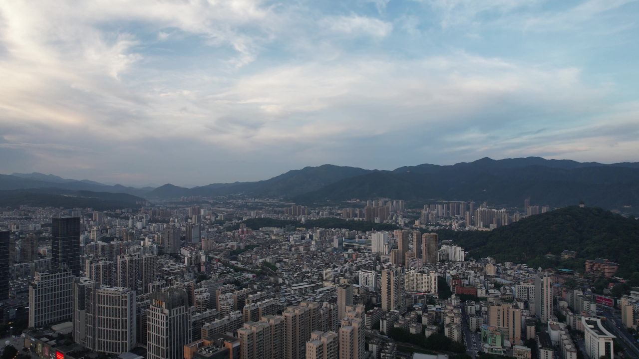 福建龙岩城市风光航拍 