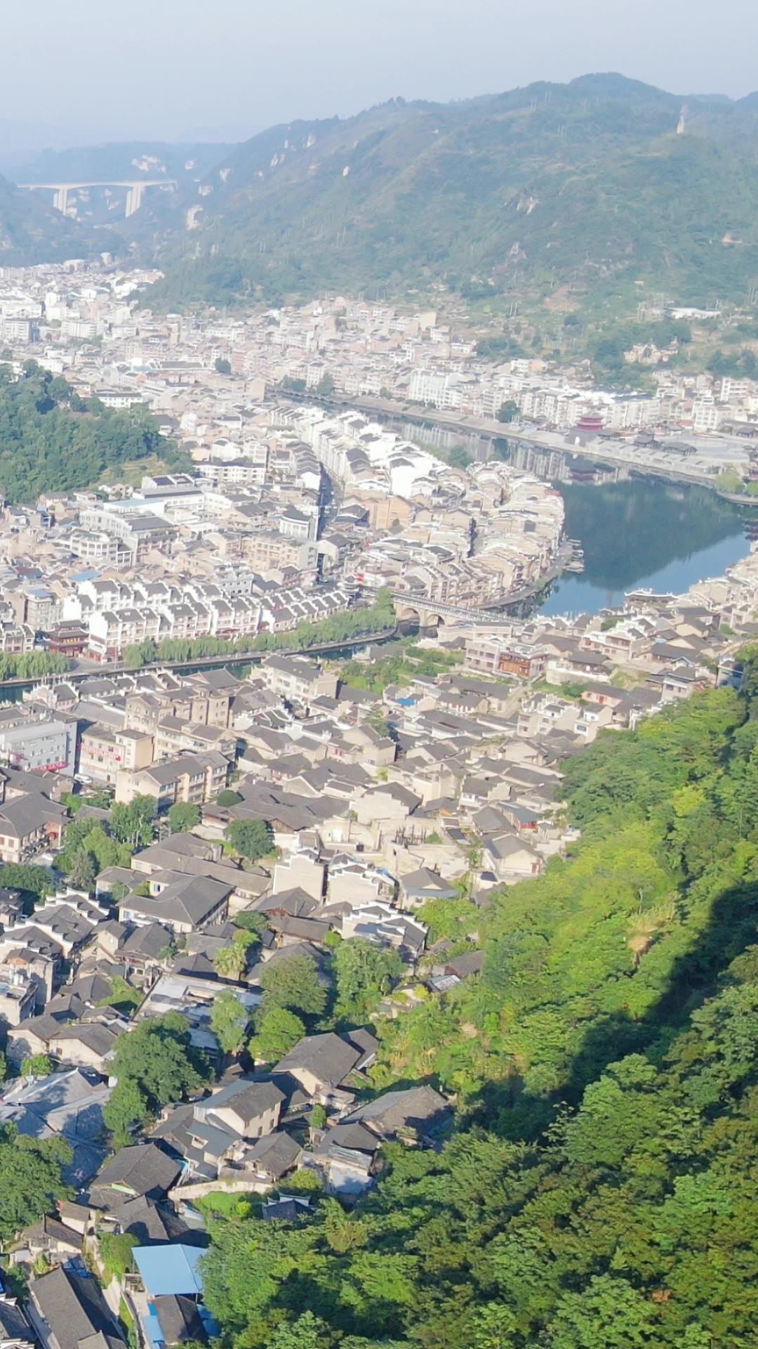 旅游景区贵州镇远古镇竖屏航拍