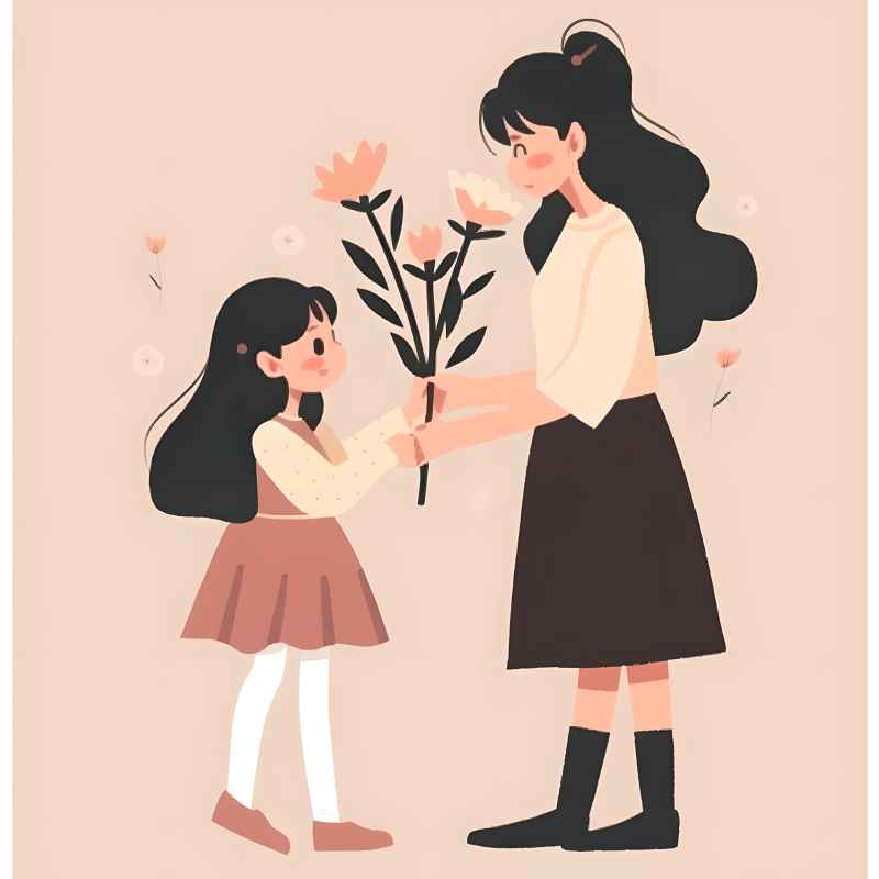 送花给母亲的小女孩 5