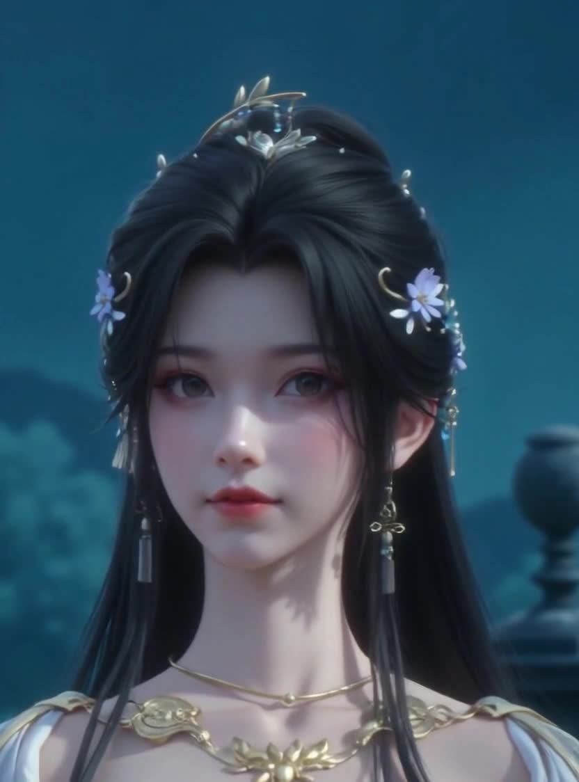 一个年轻女子正对着镜头。她有着精致的五官，浅色的眼
