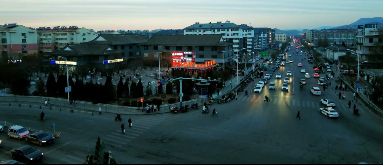 延时拍摄 夕阳至夜间车流路口繁华街景