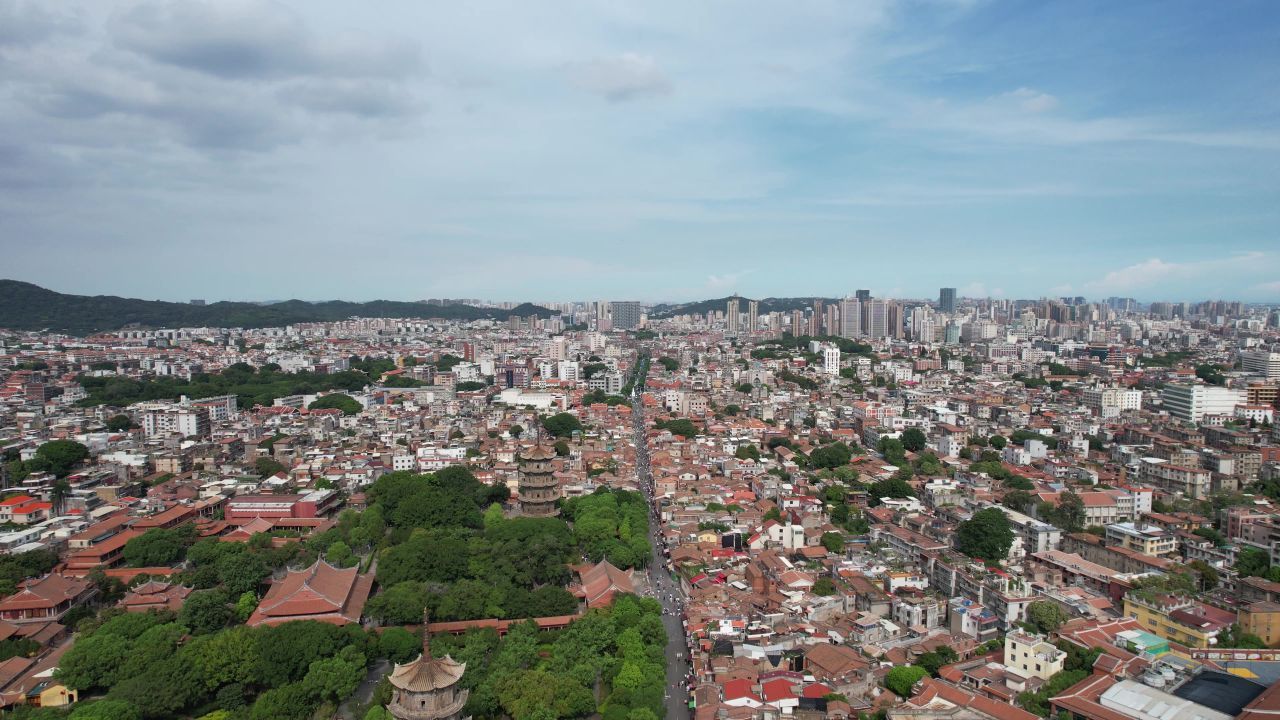 福建泉州城市风光地标建筑航拍