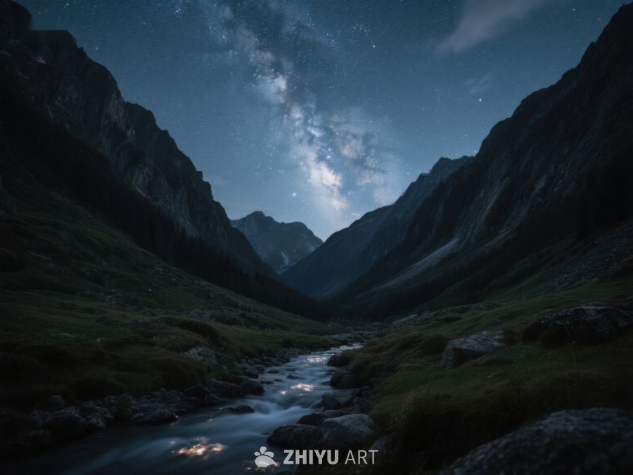 星河璀璨下的山谷溪流 147