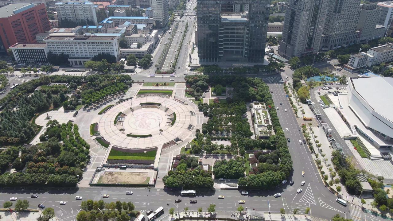  湖北武汉洪山广场航拍 