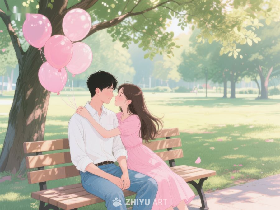 公园长椅上的甜蜜情侣 203