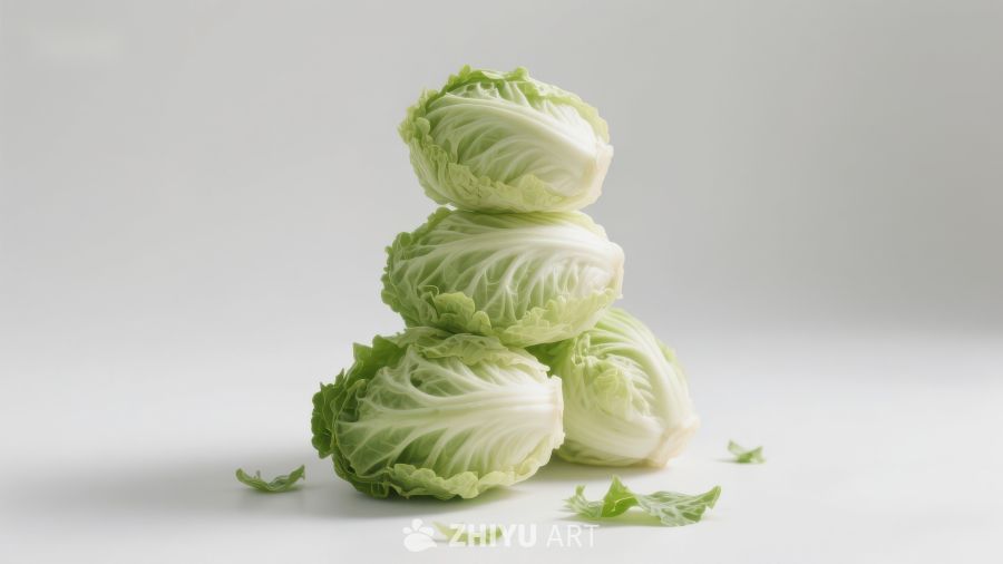 新鲜卷心菜堆叠展示