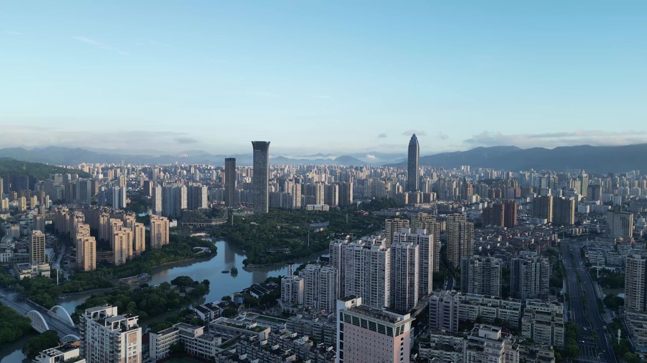 航拍浙江温州城市天际线温州大景温州鹿城区 