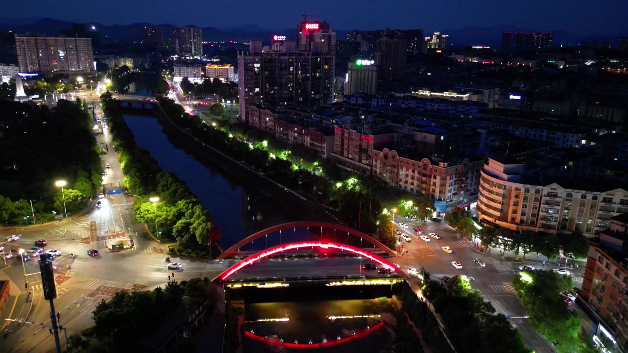 航拍江西萍乡夜幕萍乡夜景