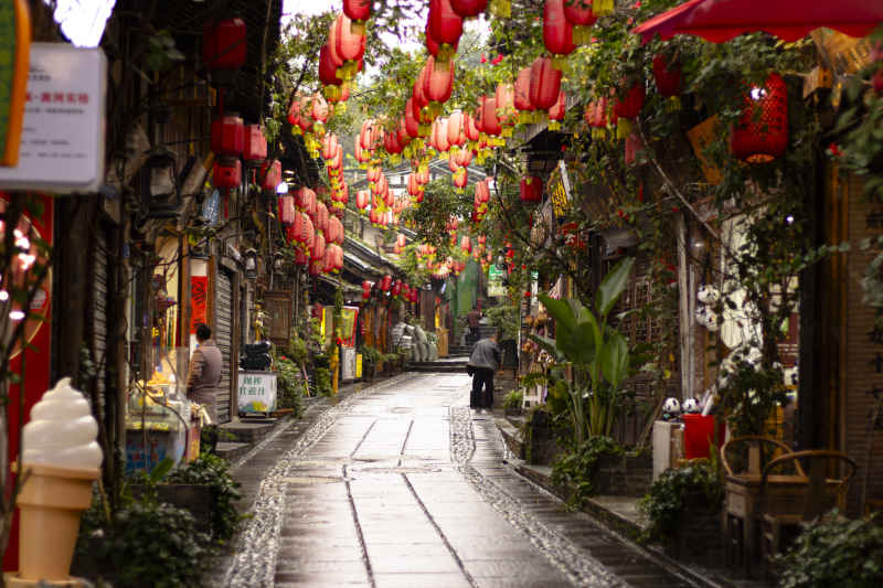 灌县古城街景
