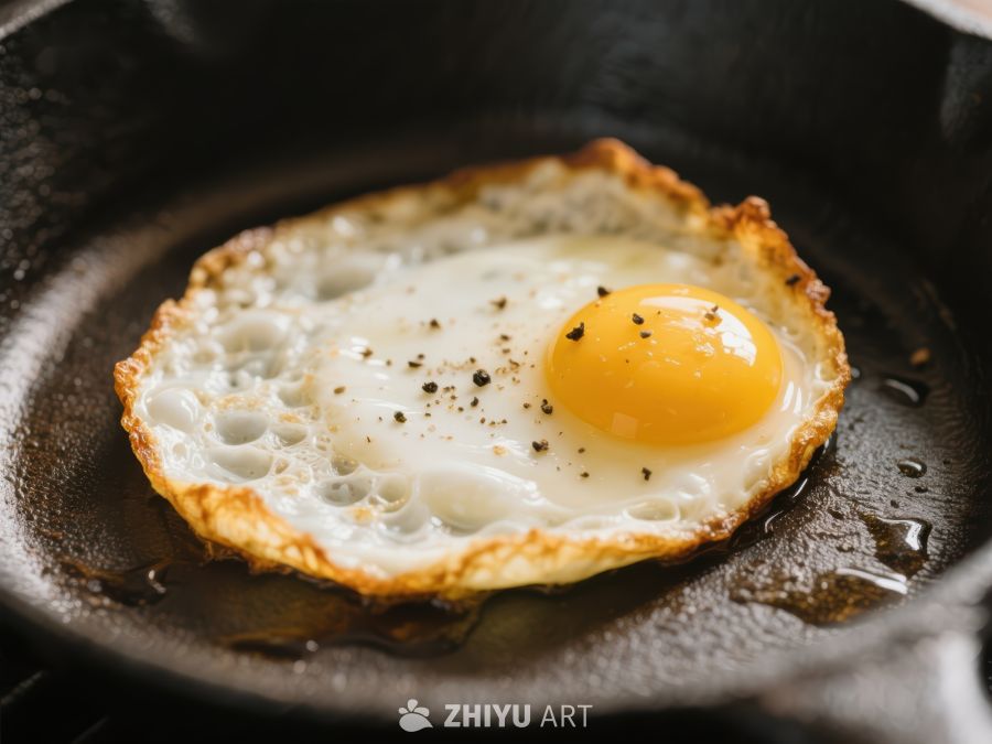 煎锅中的单面煎蛋 391