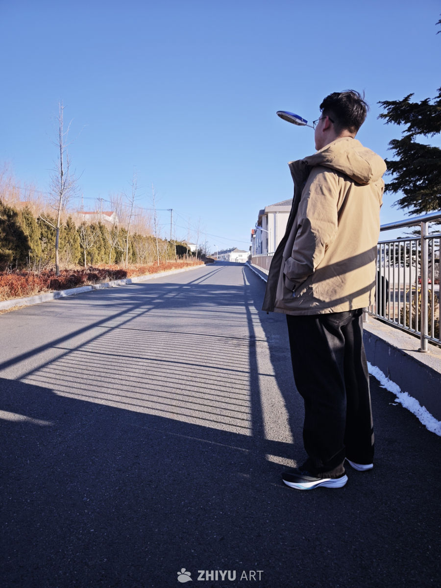 冬日街景：沉思的背影