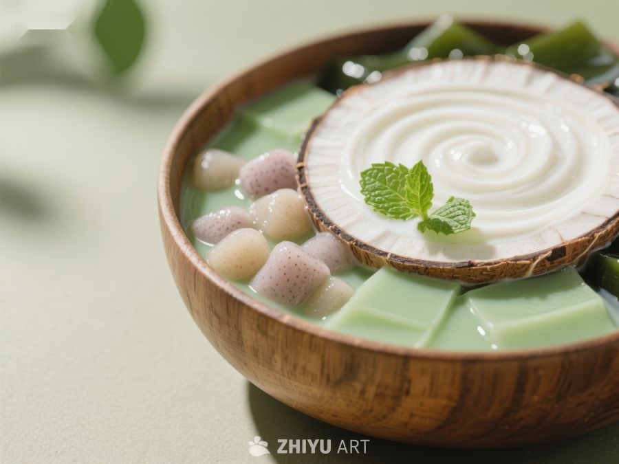 椰汁西米露配抹茶冻 1323