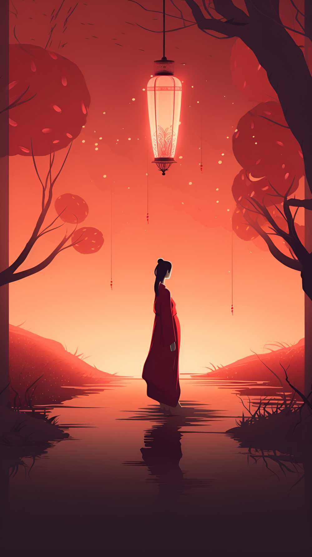 红色唯美背景意境