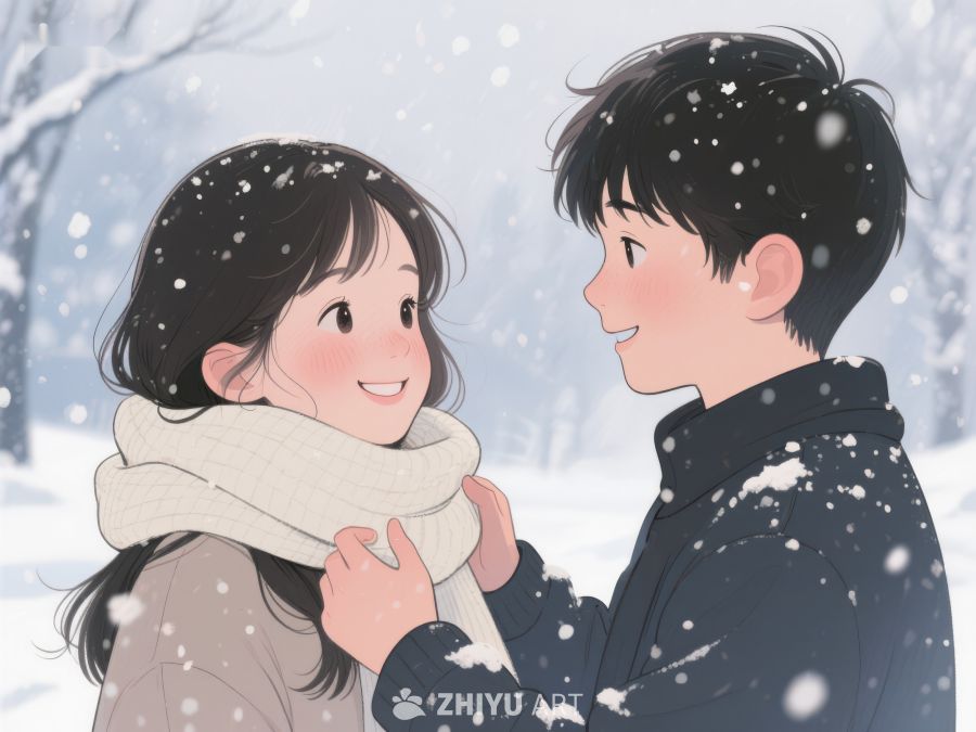 雪中情侣温馨互动 909