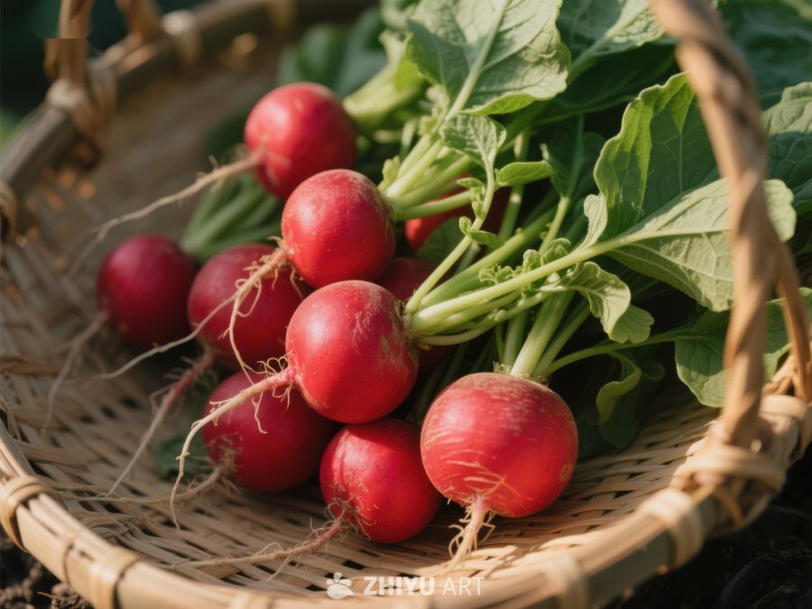 新鲜红萝卜置于竹篮中 470