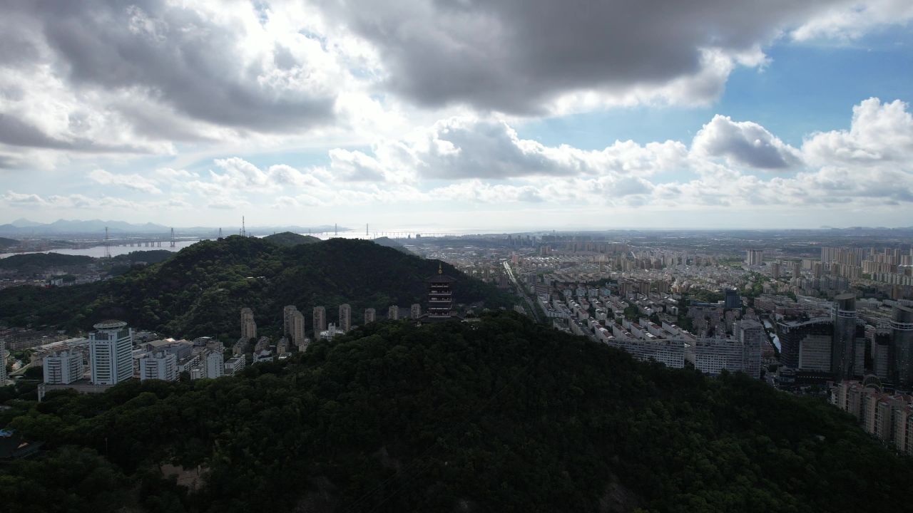 浙江台州城市风光地标建筑航拍 