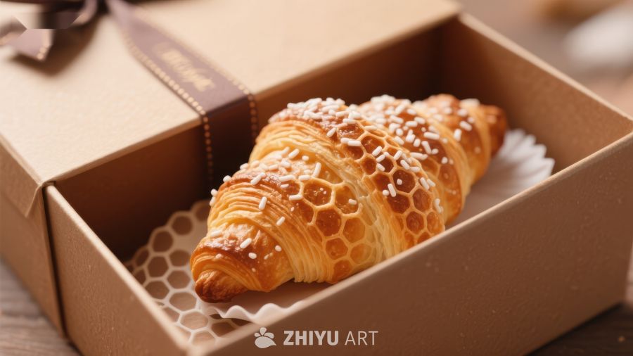 精致糕点：撒满糖粒的羊角面包