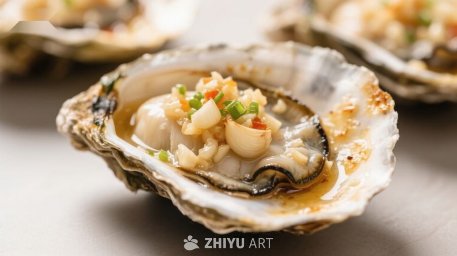 蒜蓉烤生蚝，美味海鲜佳肴