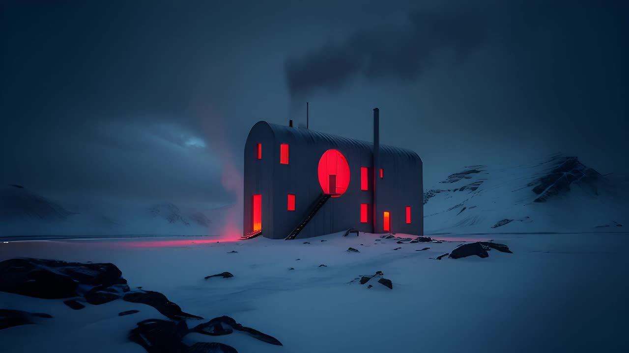 雪地上的现代主义建筑