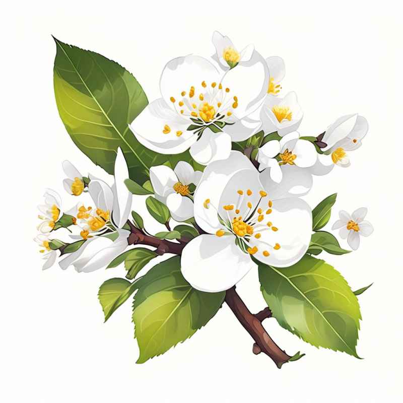 春季梨花扁平插画 2