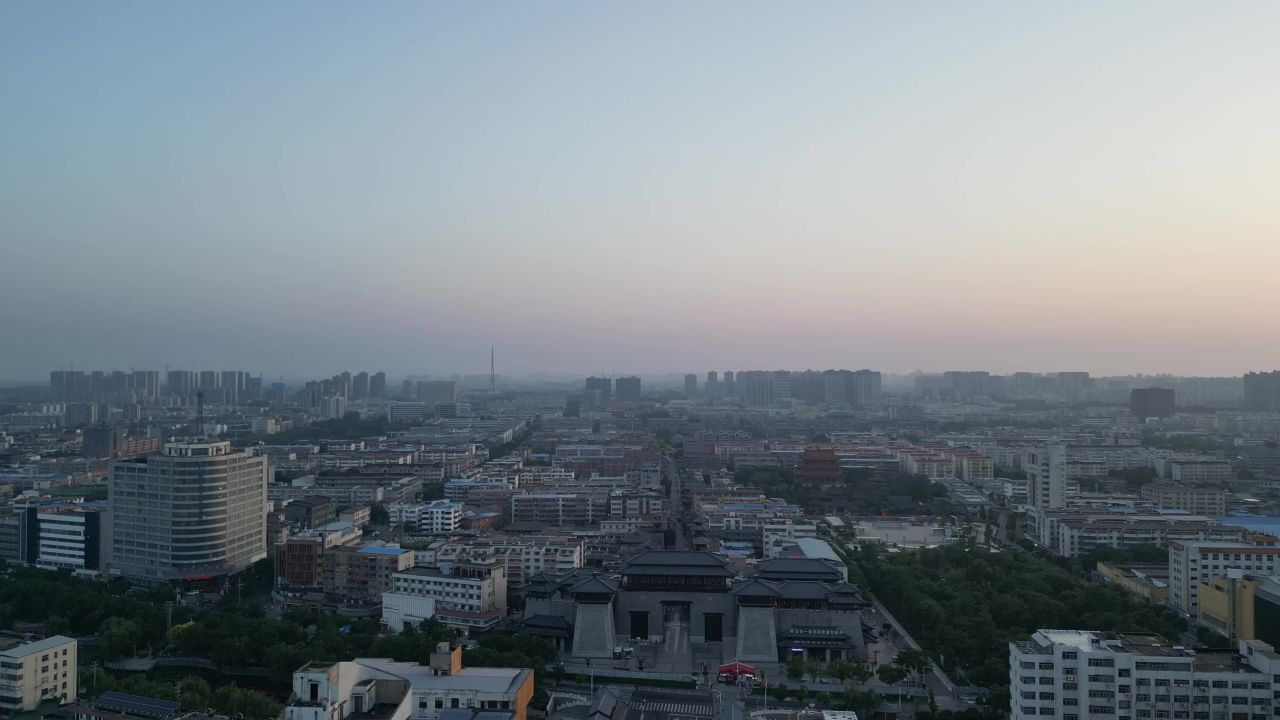 航拍许昌曹魏古城清晨风光