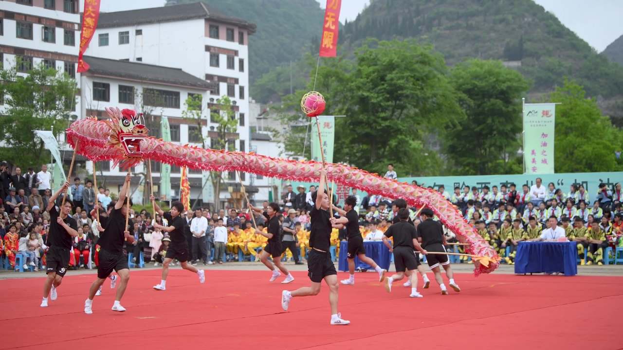 4k合集 青少年舞龙比赛  传统民俗文化