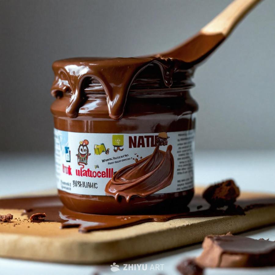 一个巧克力酱瓶子的特写，可能是类似 Nutella