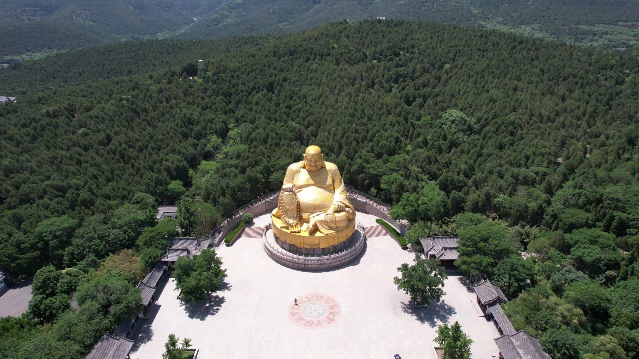 山东济南千佛山4A景区航拍  