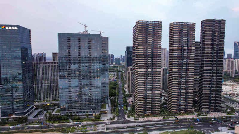 浙江杭州城市风光航拍摄影图 