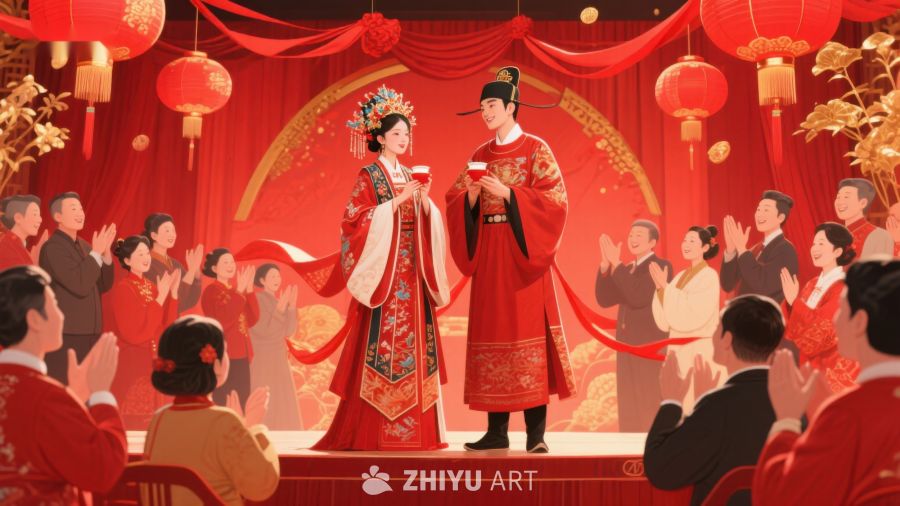 传统婚礼现场新人喜结连理 45