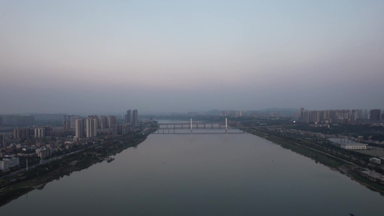 湖南湘潭湘江风光桥梁航拍