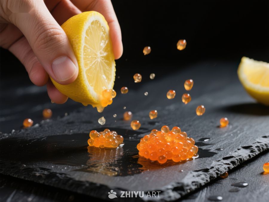 柠檬挤汁，鱼子酱四溅 263