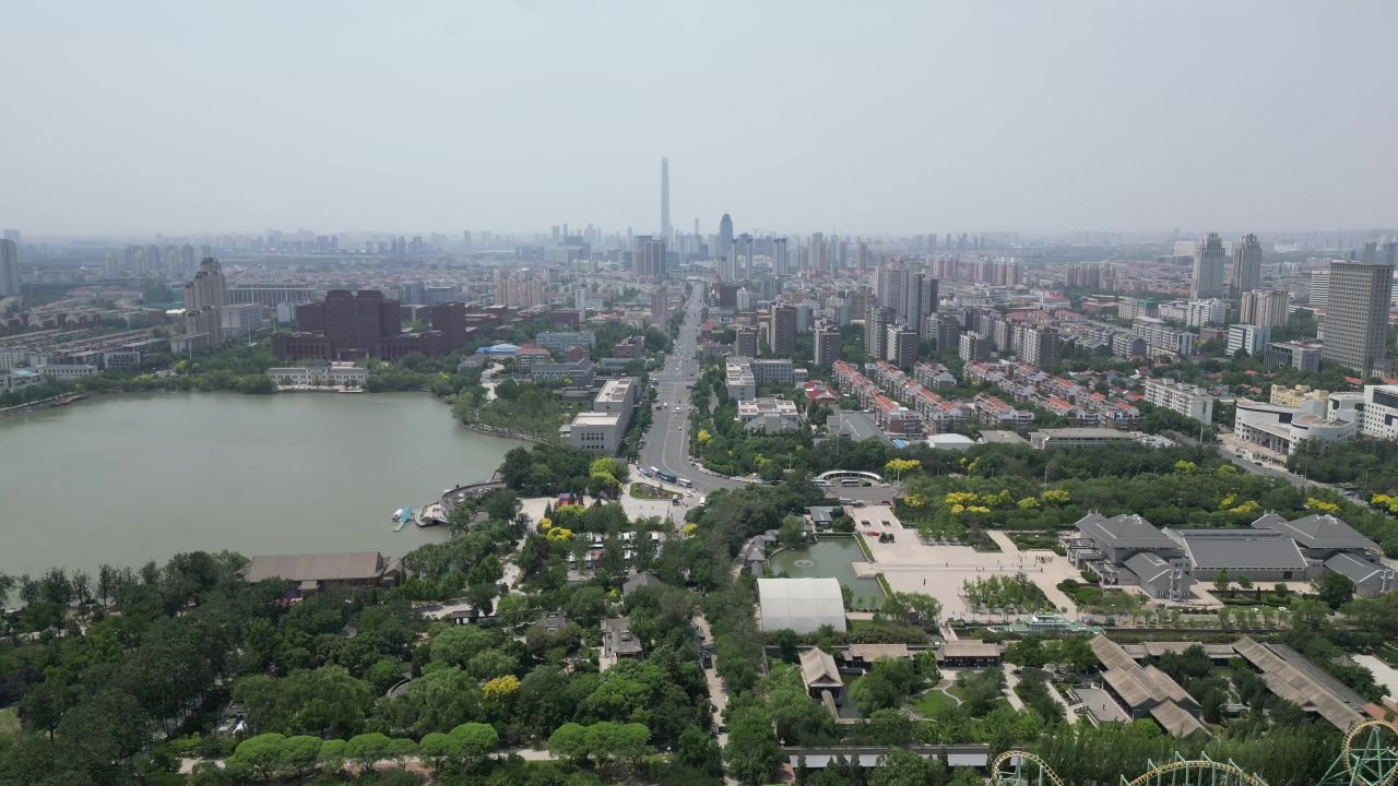航拍天津水上公园