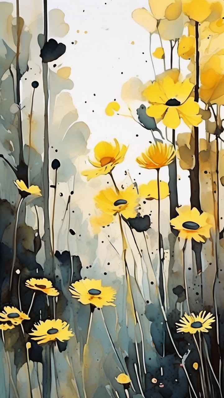 植物抽象黄色静态插画 11