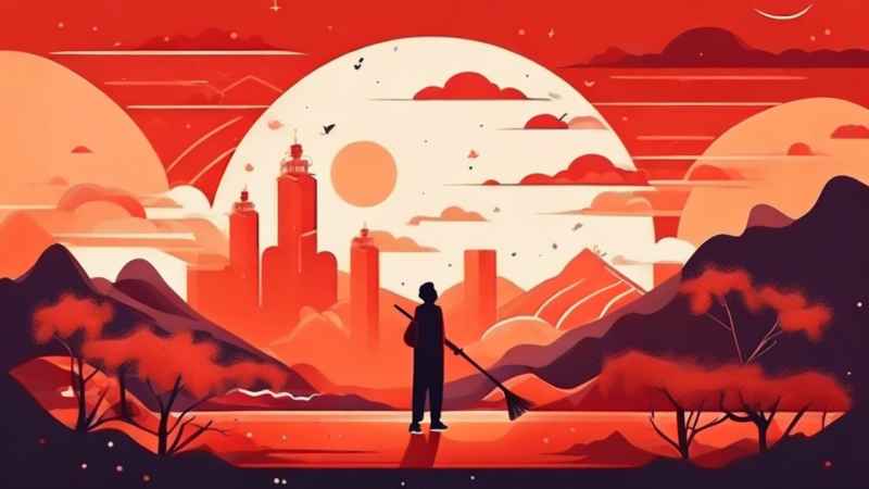 春节新春扫尘简约插画背景 69