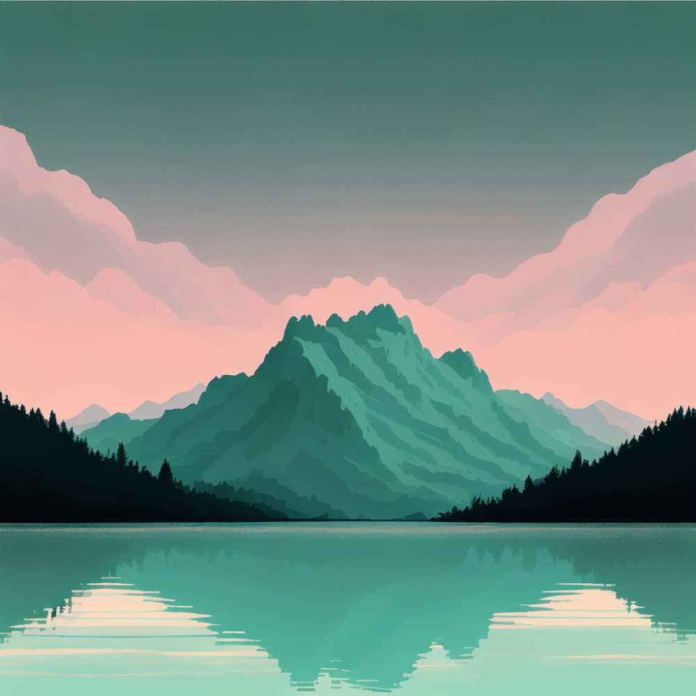 浅绿色山水画1