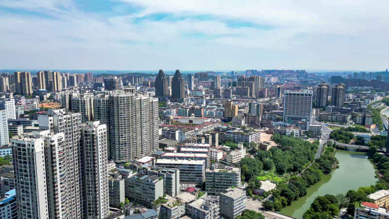 江西吉安城市风光旅游景区航拍图