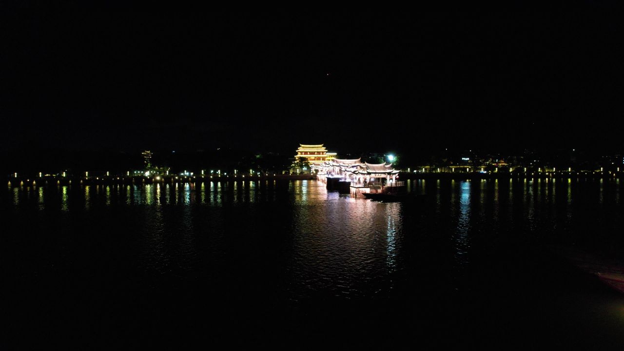 潮州古城夜景航拍