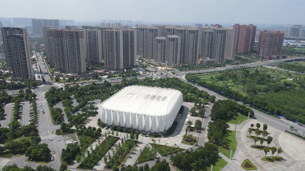 湖北荆州城市风光地标建筑航拍 
