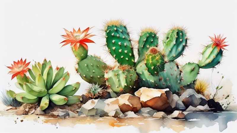 仙人掌自然植物插画 39