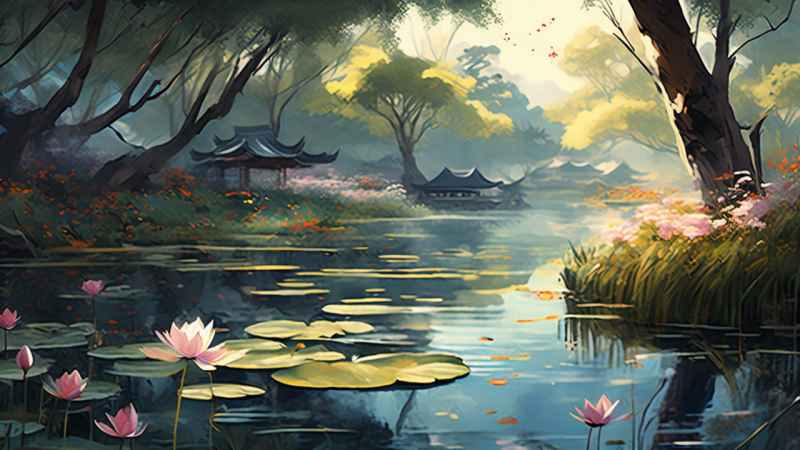国风水墨山水画简约风格插画 61