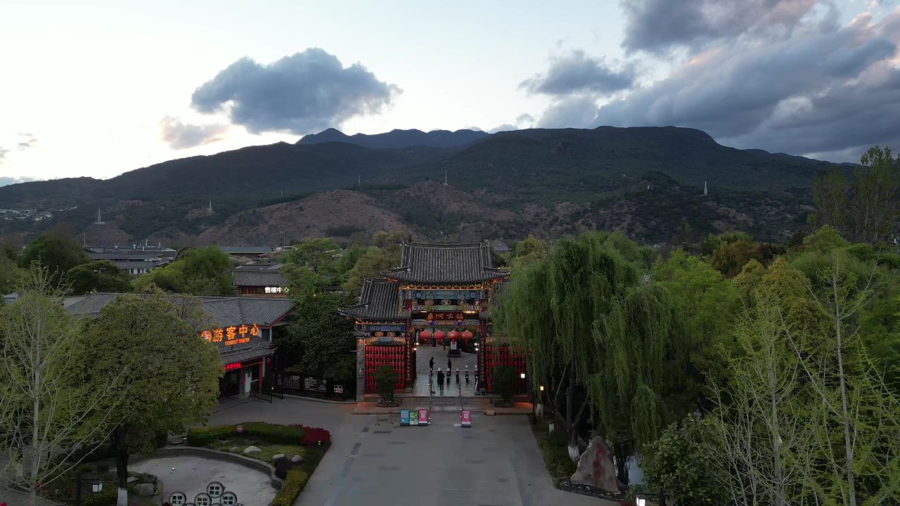  云南丽江束河古镇4A景区航拍 