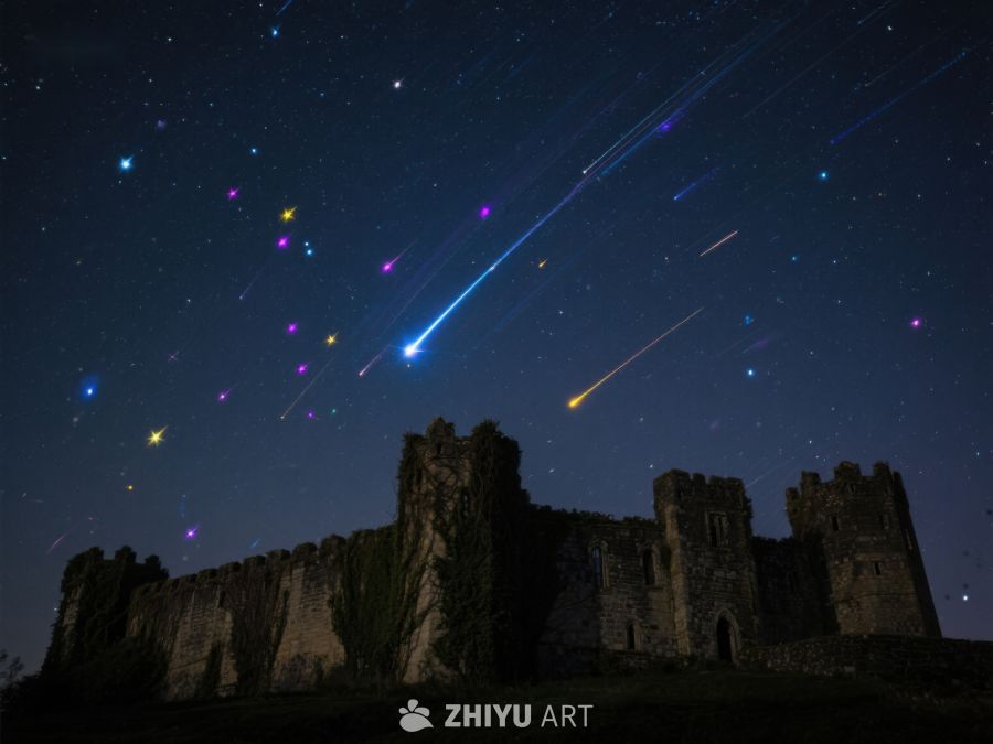 流星划过古堡夜空 53