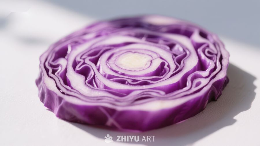 切开的紫甘蓝特写