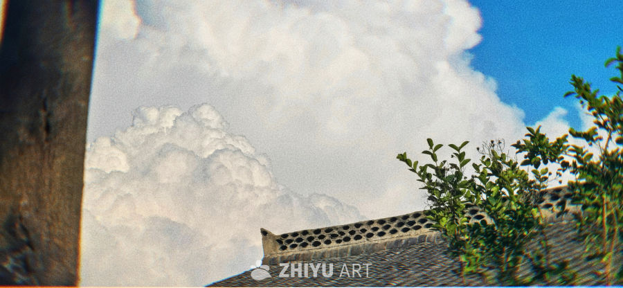 古建筑与蓝天白云