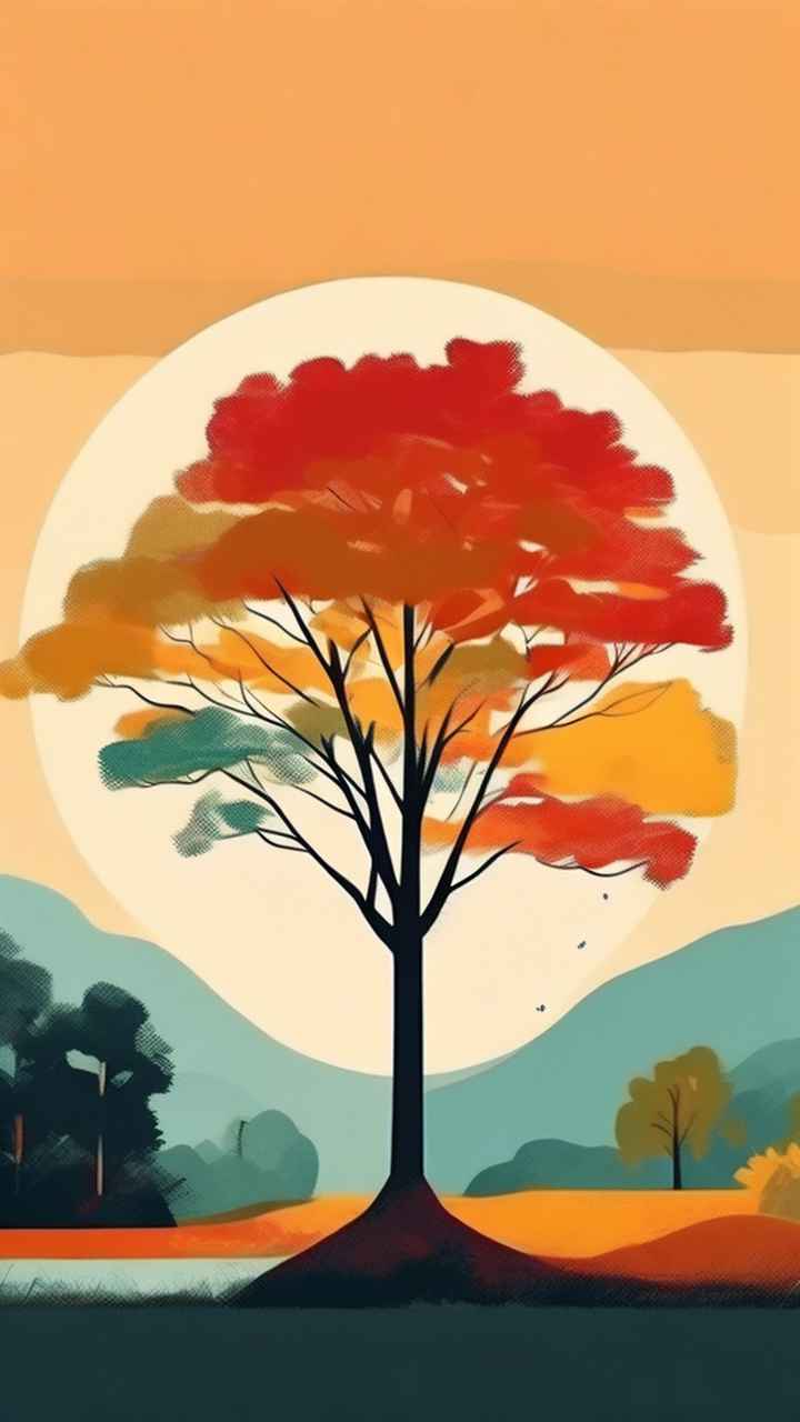 一幅画画着树极简主义 74