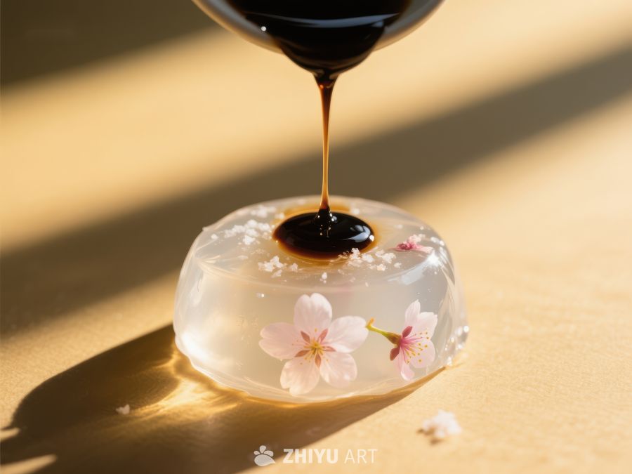 糖浆缓缓滴落樱花果冻 251