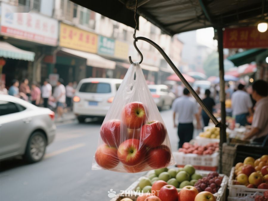 街头市场苹果挂售 322